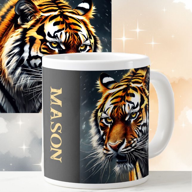 Grande Tasse Snarling Tiger Personnaliser Nom Café cadeau (Créateur téléchargé)