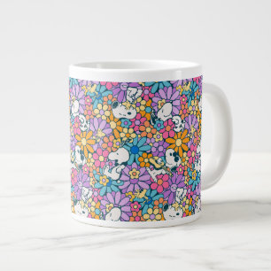 Grande Tasse Snoopy & Motif de fleurs de bois