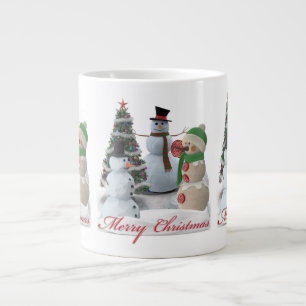 Grande Tasse SnowPals Joyeux Noël rouge script