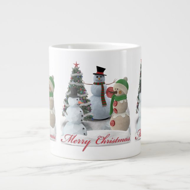 Grande Tasse SnowPals Joyeux Noël rouge script (Devant)