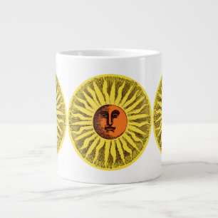 Grande Tasse Soleil Hippie Sourire Jaune Céleste Vintage