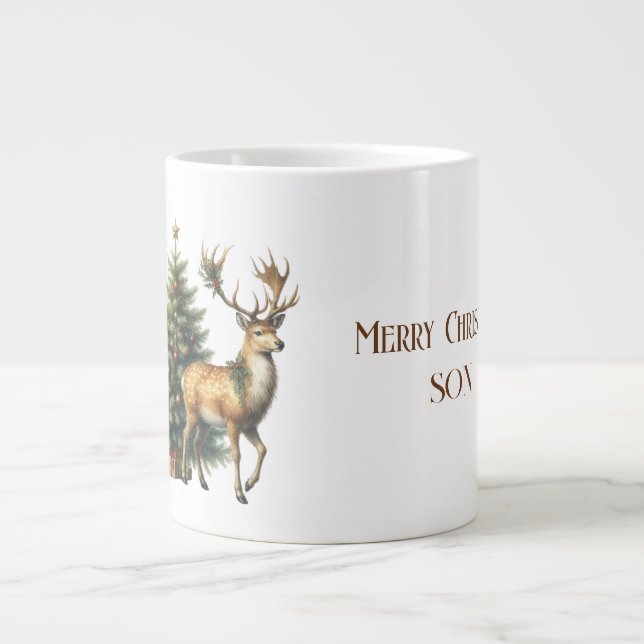 Grande Tasse Son Joyeux Noël Cerf et Arbre Giant Café (Devant)