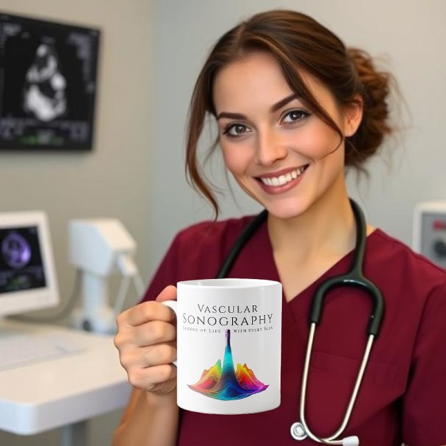 Grande Tasse Sonographe vasculaire - Ondes Ultrasoniques coloré (Vascular Sonographer-Colorful Ultrasound Waves Giant Coffee Mug)