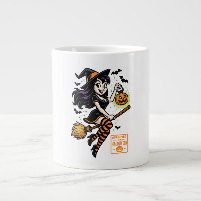 Grande Tasse Sorcière de dessin - Approuvé par Halloween (Devant)