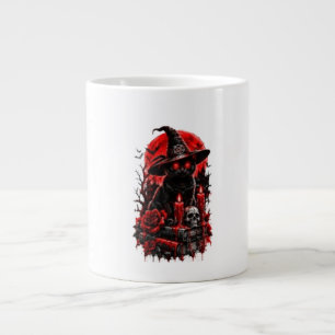 Grande Tasse Sorcière gothique chat noir Halloween crâne bougie