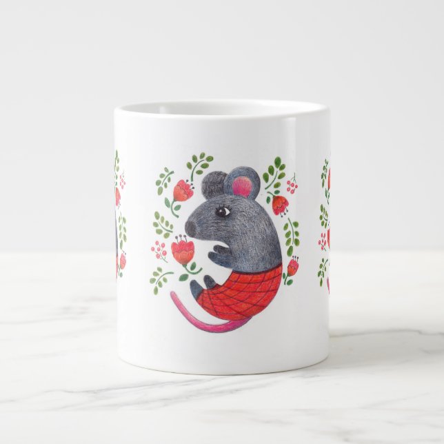 Grande Tasse Souris dessinée au crayon (Devant)