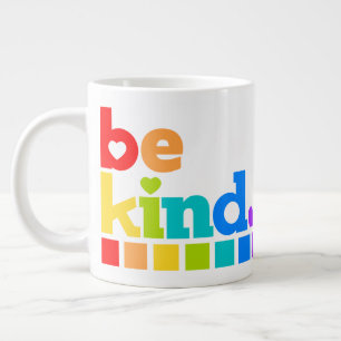 Grande Tasse Soyez gentil texte graphique arc-en-ciel slogan cœ