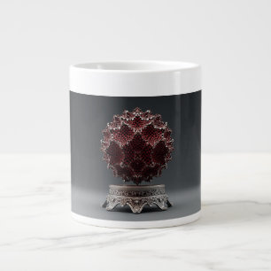 Grande Tasse Sphère de Mandelbrot rouge et noir sur piédestal a
