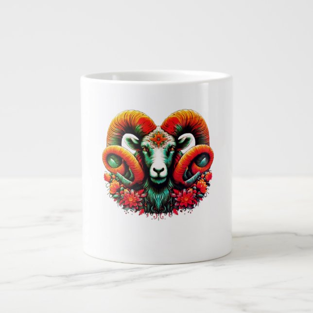 Grande Tasse Spirit Ram - Floral Horns & Earth Wisdom (Devant)