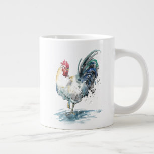 Grande Tasse Splash du coq - Aquarelle