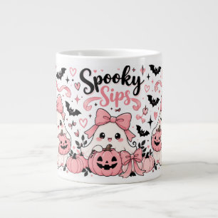 Grande Tasse Spooky Sips Rose Coquette Halloween Fantômes Nœuds