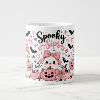 Grande Tasse Spooky Sips Rose Coquette Halloween Fantômes Nœuds