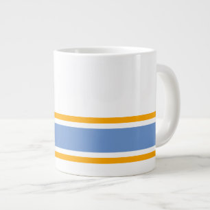Grande Tasse Sporty Blanc clair Bleu Jaune Stripes Rim