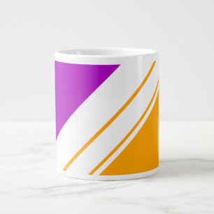 Grande Tasse Sporty Fuchsia Jaune Blanc Slant Racing Stripes