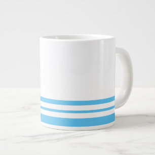 Grande Tasse Sporty Sky Blue White Twin Bold Racing Stripes