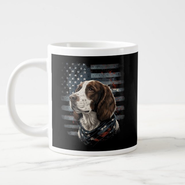 Grande Tasse Springer Spaniel Chien Drapeau Américain (Gauche)