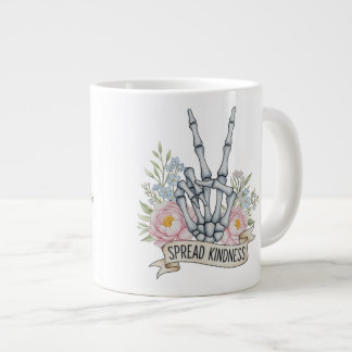Grande Tasse Squelette de signe de paix "Étendez la gentillesse