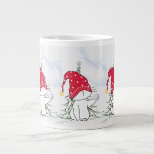 Grande Tasse Stache de Noël avec boule de neige