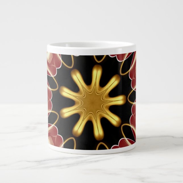 Grande Tasse Starburst Jumbo | Deep Crimson & Gold Luxury Abstr (Devant)