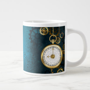 Grande Tasse Steampunk Arrière - plan turquoise avec Gears