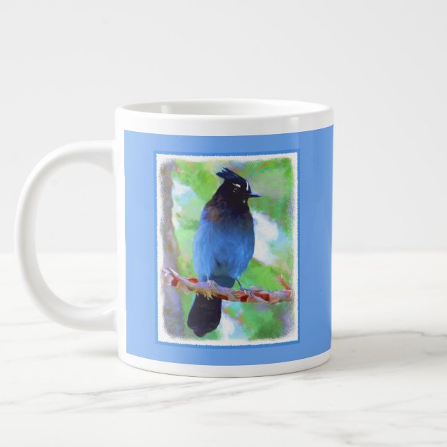 Grande Tasse Steller's Jay Painting - Art original pour les ois (Gauche)