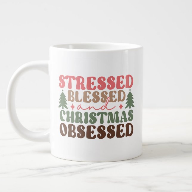 Grande Tasse Stressé, béni et observé à Noël (Gauche)
