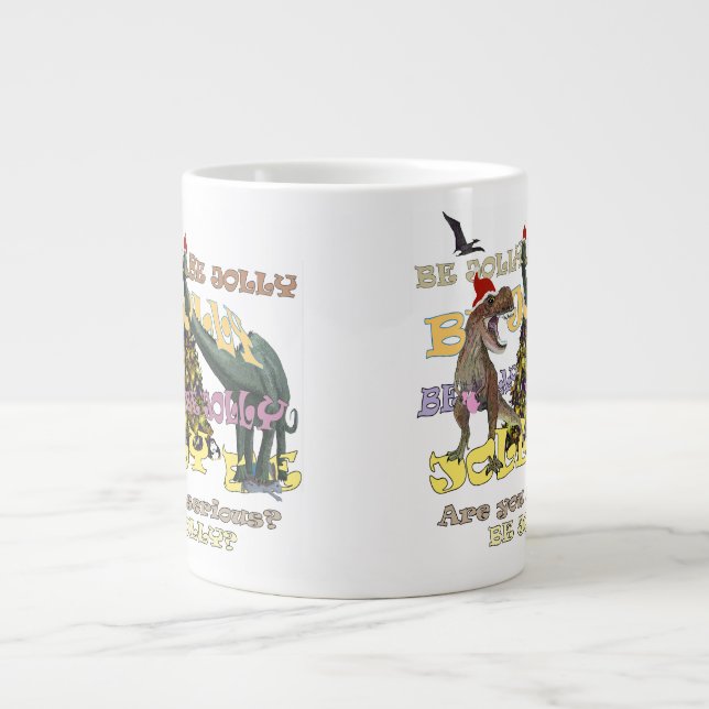 Grande Tasse Stressed-out  Dinosaur Christmas (Devant)