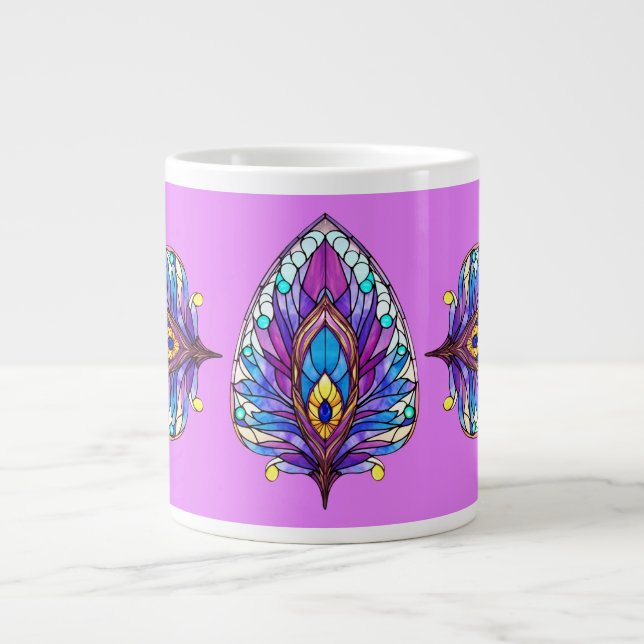 Grande Tasse Style Art Nouveau Vitrage Peacock Plumes (Devant)