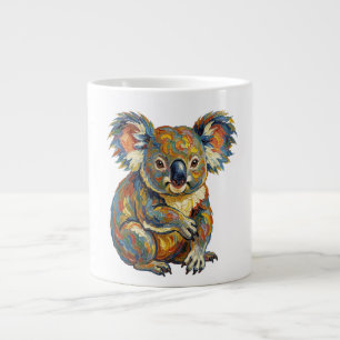 Grande Tasse Style de peinture à l'huile vibrant Koala impasto 