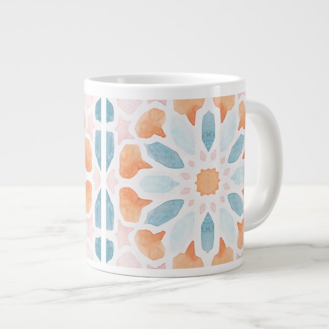 Grande Tasse Style marocain dans le bleu et l'orange 2 (Devant droit)