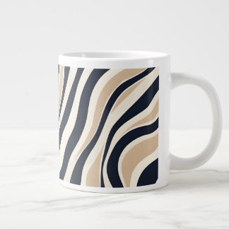 Grande Tasse Style Neutre Beige Et Charbon Abstrait