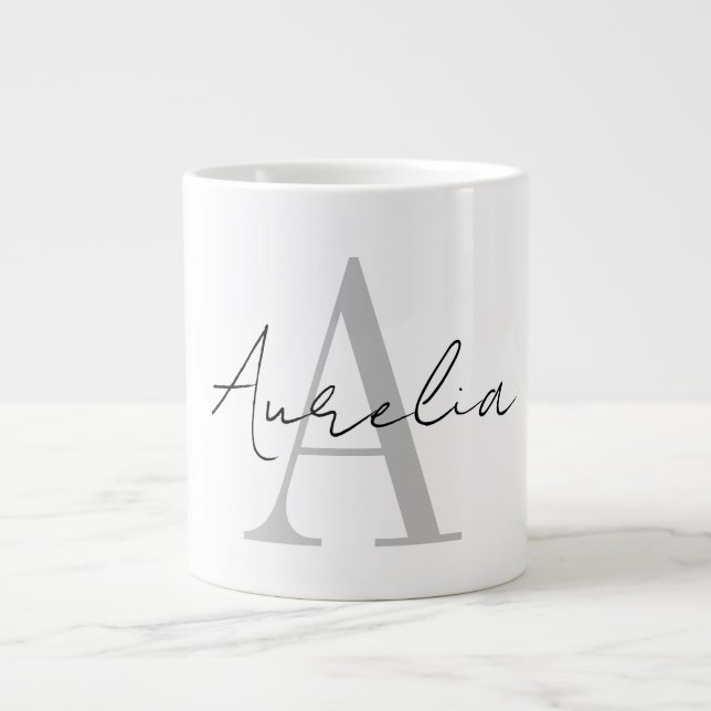 Grande Tasse Stylé personnalisé Nom de monogramme Script Callig (Devant)