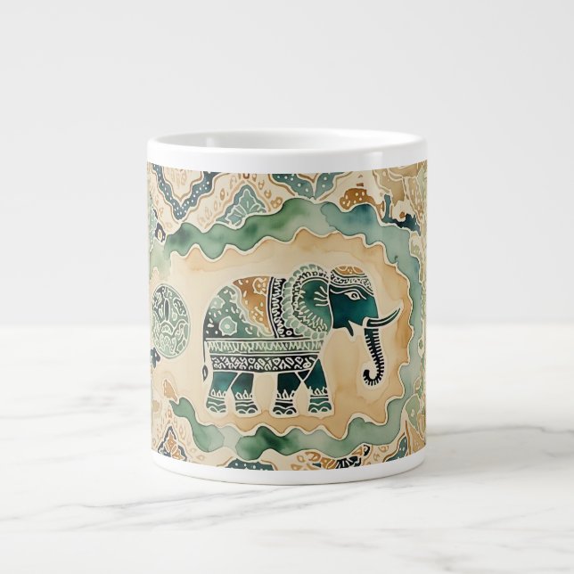 Grande Tasse Style vintage, Âme Batik éléphant (Devant)