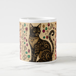 Grande Tasse Style vintage, Chat Noir, Motif Batik, Antiquité