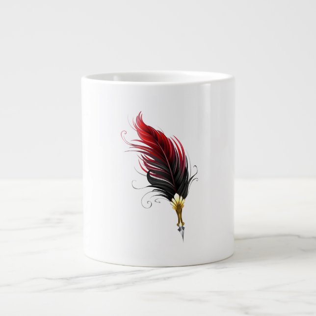 Grande Tasse Stylo rouge en plumes avec nib or (Devant)
