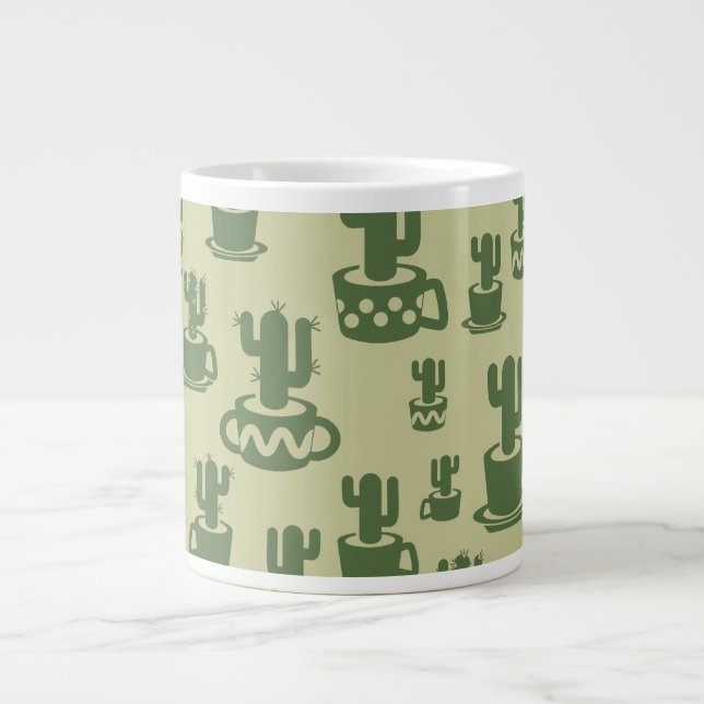 Grande Tasse Succulent cactus silhouette in cups and pots (Devant)