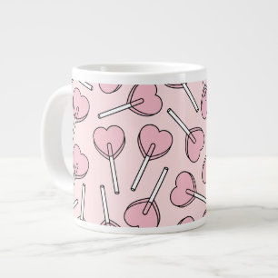 Grande Tasse Sucettes roses, sucettes en forme de cœur, motif d