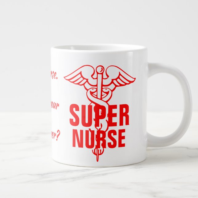 Grande Tasse Super infirmière Quel est votre cadeau de superpui (Droite)