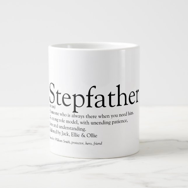 Grande Tasse Super Papa et Beau-père Noir et Blanc Le Meilleur (Devant)