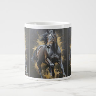 Grande Tasse superbe cheval noir groovy