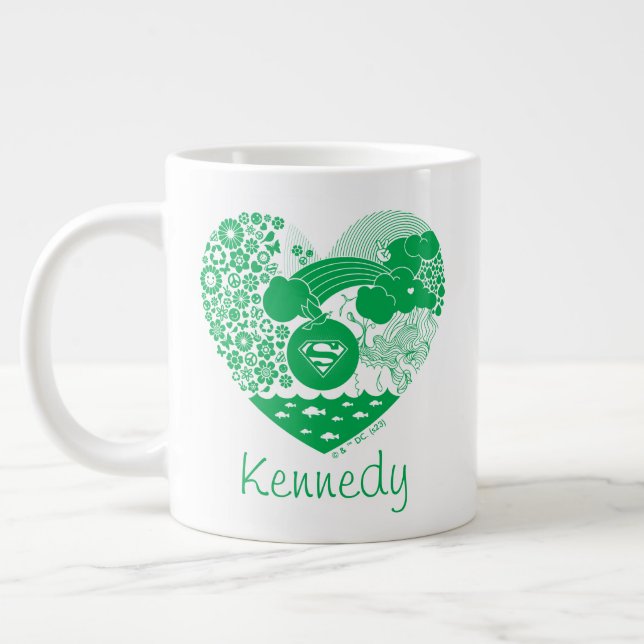 Grande Tasse Supergirl Floral Peace Heart Graphisme (Gauche)