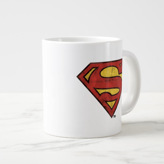 Grande Tasse Superman S-Shield | Logo Grunge Black Outline (Devant droit)