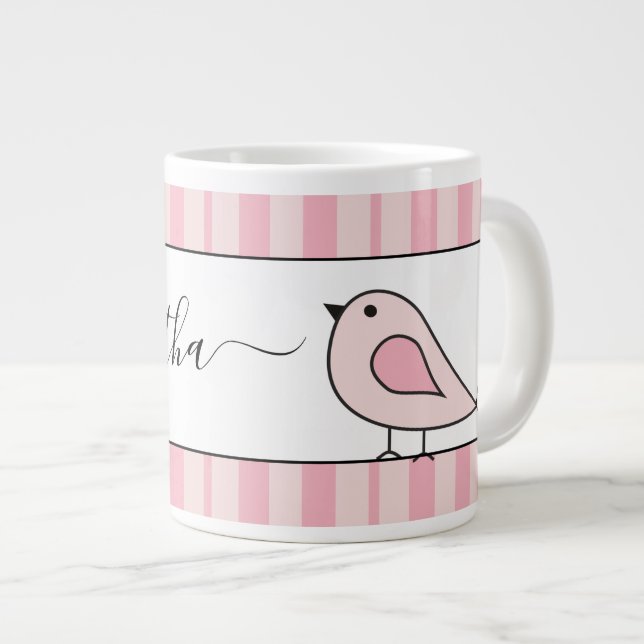 Grande Tasse Surdimensionné Beau Rose Bande Personnalisée (Devant droit)