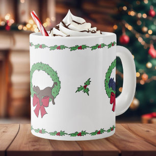 Grande Tasse Sweet Lab Puppies Vacances Wreath Festin Blanc