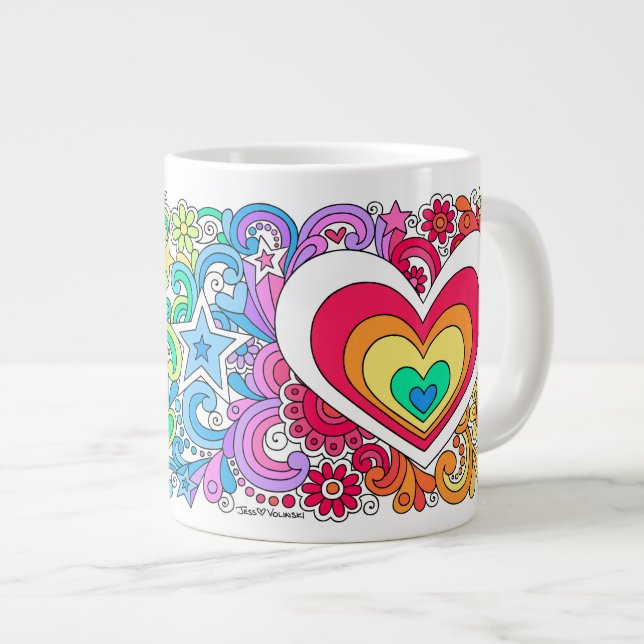 Grande Tasse SYMBOLE DE LA PAIX Super Psychédélique JUMBO & Lov (Devant droit)