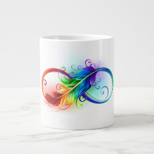 Grande Tasse Symbole d'infini avec plume arc-en-ciel