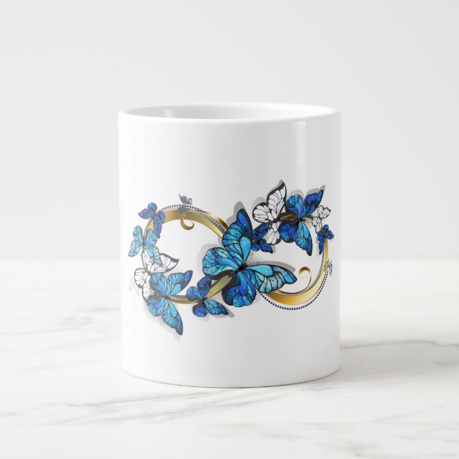 Grande Tasse Symbole infini de papillons Morpho bleus (Devant)