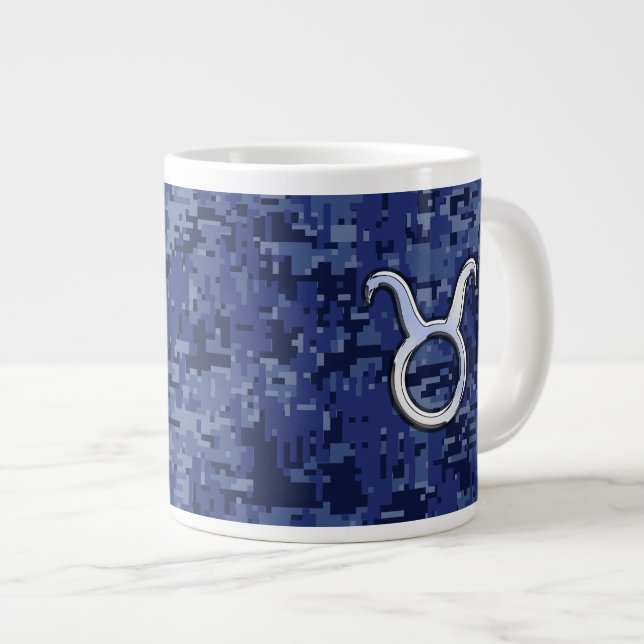 Grande Tasse Symbole moderne Taurus Zodiac Marine Camion numéri (Devant droit)