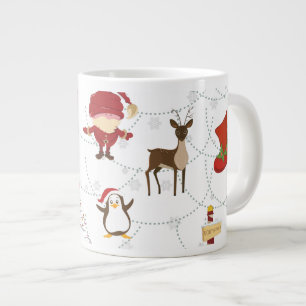 Grande Tasse Symboles colorés de Noël 2 Arrière - plan modifiab