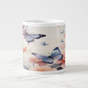 Grande Tasse Symphonie aquarelle avec papillons gracieux
